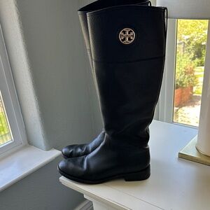 Tory Burch Black Leather Tall Boots